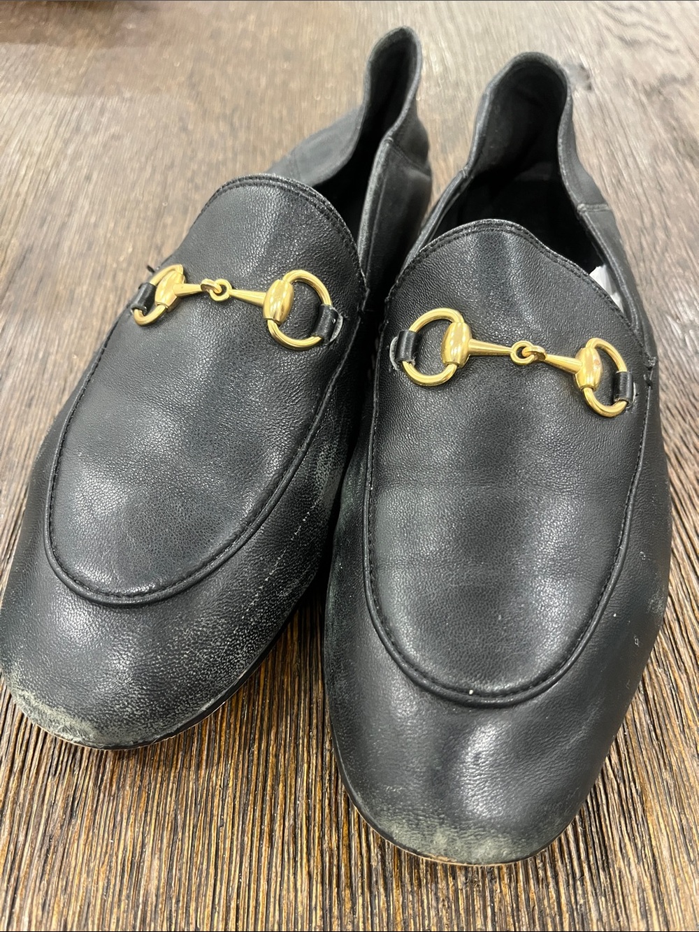 Gucci woman horsbeit leather loafers , black size 39